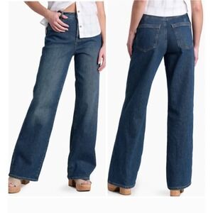 Kühl Kontour Wide Leg Denim Jeans 10 Short Gorpcore Blue Recycled Cotton Stretch